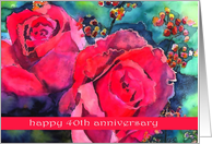 happy anniversary 40 wedding red roses card