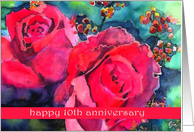 happy anniversary 10 wedding red roses card