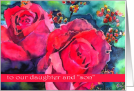 son in law and daughter happy anniversary wedding red roses card
