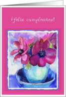 feliz cumpleanos anemone purple card