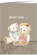 I miss you, cute vintage teddy bears card