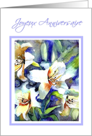 joyeux anniversaire white lilies painting card