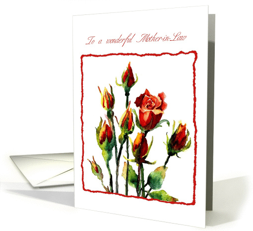 wonderful mother in law rose watercolor card (282025)