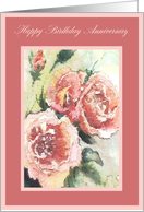 birthday anniversary pink roses card