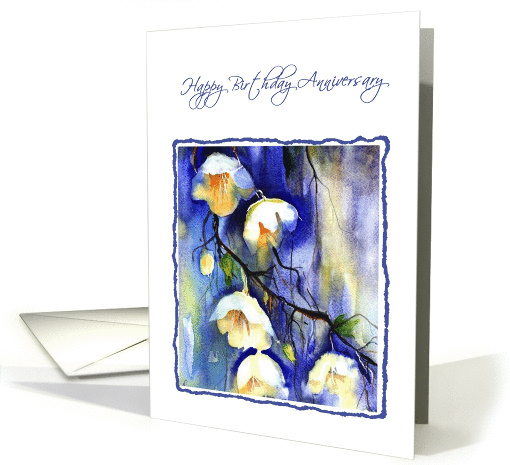 white flowers happy birthday anniversary card (289074)