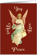 Love, Peace, Noel, Joy, Vintage Angel, Christmas Card