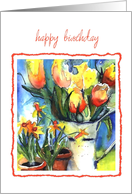 happy birthday tulips daffodils card