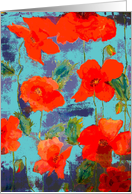 red poppies on green card