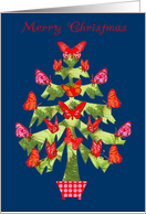 merry christmas tree with butterflies card