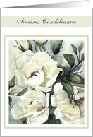 Sincres Condolances, With deepest Sympathy in French, white Roses card