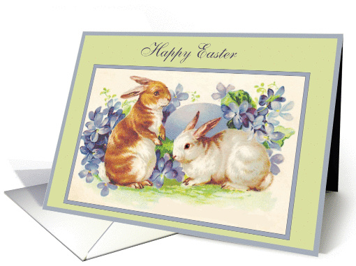 Happy Easter Vintage Bunnies card (341141)