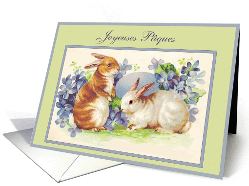 Joyeuses Pques Vintage Bunnies card (341181)