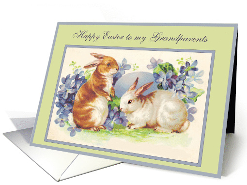 To my Grandparents, Happy Easter, Vintage Bunnies card (350106)