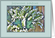 joyeuses pques happy easter, lily of the valley card