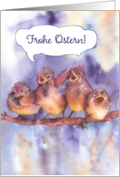 Frohe Ostern, Happy Easter in German, cute sparrows card