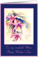 to my wonderful mom pink blue orchids card