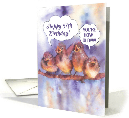 happy 57th birthday, singing sparrows card (415678)