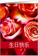 Happy Birthday in Chinese, Red Roses card