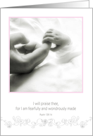 invitation christening baby girl, Christian card, Psalm 139 card