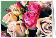 Buon Compleanno cream and pink roses card