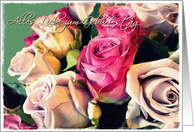 alles Liebe zum Geburtstag, german happy birthday, cream and pink roses card