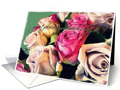 Gratulerer med fdselsdagen cream and pink roses card (443189)
