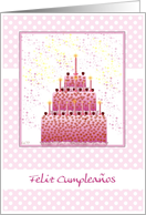 feliz cumpleanos happy birthday stacked cake and candles card