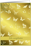 feliz cumpleanos gold butterflies card