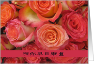 chinese get well soon pink roses card