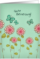gute Besserung, get well soon in German, butterflies and flowers card