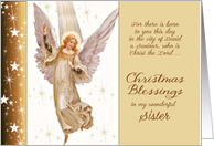 To my wonderful Sister, Luke 2:11, Christmas Blessings, Angel card