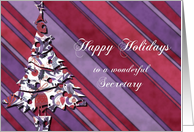 merry christmas to a wonderful secretary purple stripes christmas tree card
