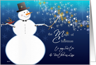 to my sister and brother-in-law magical merry christmas snowman stars card