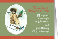 To my Son and Daughter-in-Law, Merry Christmas, Vintage card