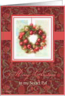 merry christmas to my secret pal wreath ornaments red card