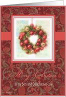 merry christmas to my son and daughter-in-law wreath ornaments red card