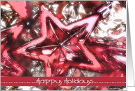 happy holidays red shiny star ornament card