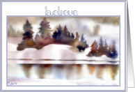 believe merry christmas snowscape watercolor card