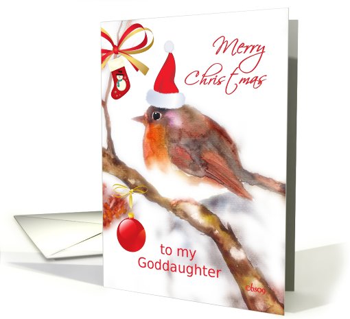 to my goddaughter merry christmas robin stocking glass ornament card