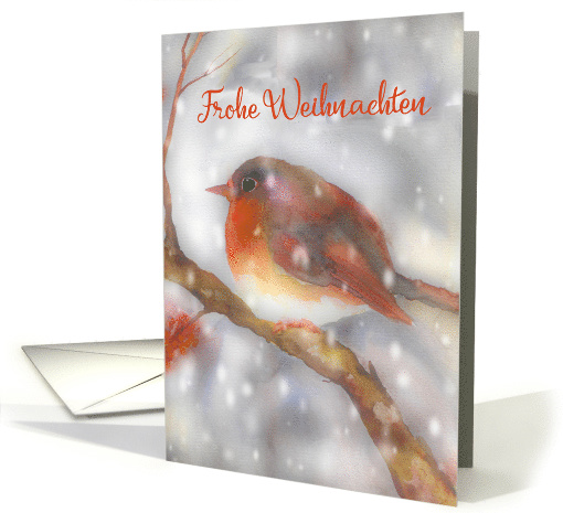 Frohe Weihnachten, Merry Christmas in German, Robin card (535525)