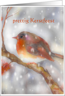 prettig kerstfeest dutch merry christmas robin stocking glass ornament card
