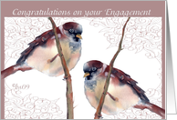 Congratulations on your Engagement, two love birds, watercolor card