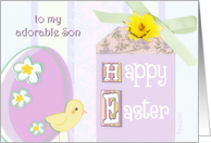 to my adorable son happy easter chick egg pastel card