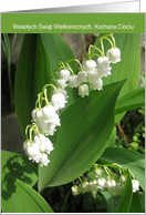 Happy Easter, Dear Aunt, Polish, Lilly of the Valley card