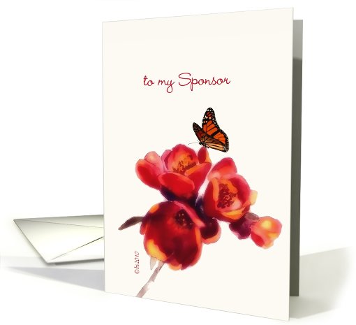 to my sponsor happy birthday blessings butterfly red flower card