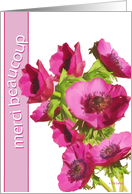 merci beaucoup french thank you pink anemones flowers card