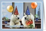 happy birthday to a great secretary, office, polar bears with balloons card