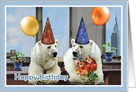 happy birthday to our customer, polar bears with balloons card