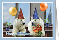 Happy Birthday, Polar Bears with Balloons card