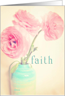 faith ranunculus flowers in vase card